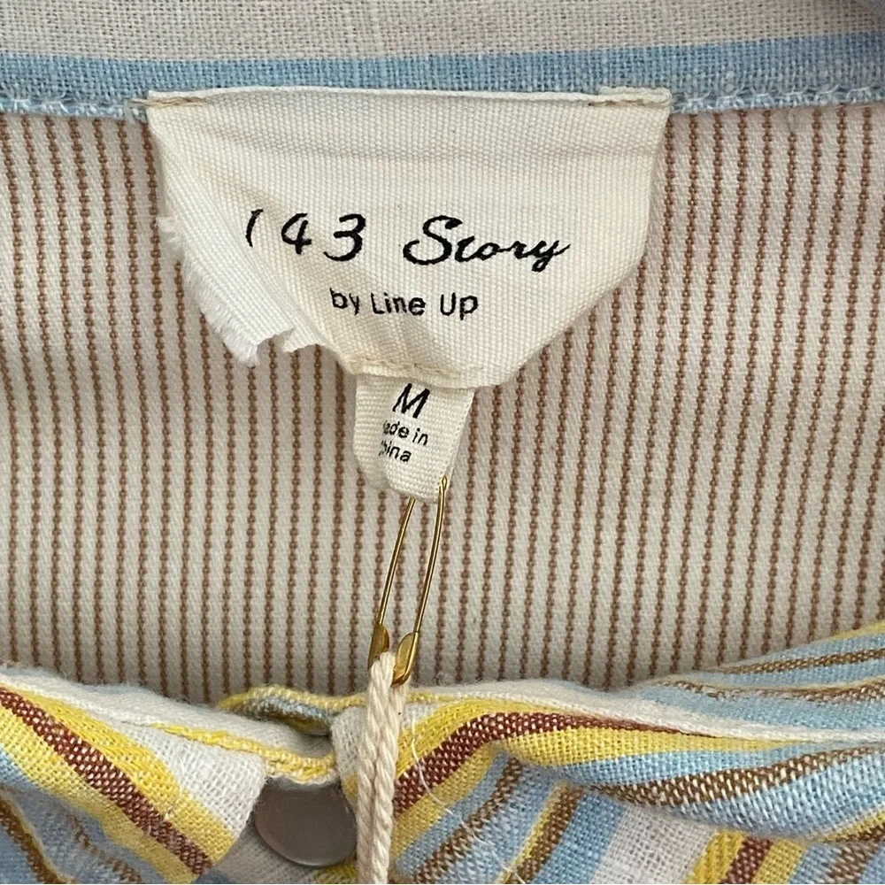 143 Story Long Sleeve Striped Tunic Top Womens Size Medium NWT Linen Cotton Boho - Picture 6 of 16